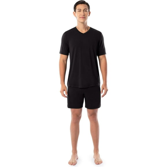 Fruit of the Loom mens 360 Stretch Short Sleeve V-neck Top and Short Sleep Pajama Set