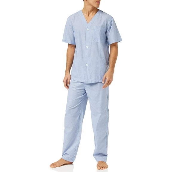 Fruit of the Loom mens Broadcloth Short Sleeve Top and Long Pants Pajama Set