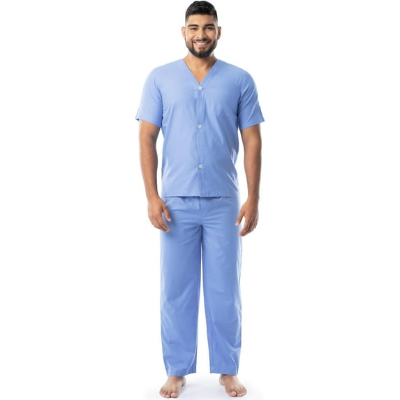 Fruit of the Loom mens Broadcloth Short Sleeve Top and Long Pants Pajama Set