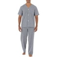 thumbnail image 1 of Fruit of the Loom mens Broadcloth Short Sleeve Top and Long Pants Pajama Set, 1 of 5