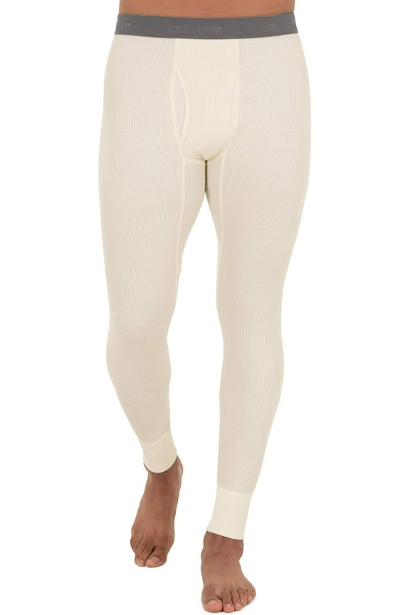 mens Recycled Premium Waffle Thermal Underwear Long Johns Bottom, Natural Size L