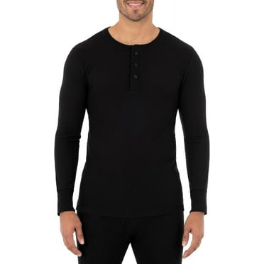 Fruit of the Loom mens Recycled Waffle Thermal Underwear Henley Top