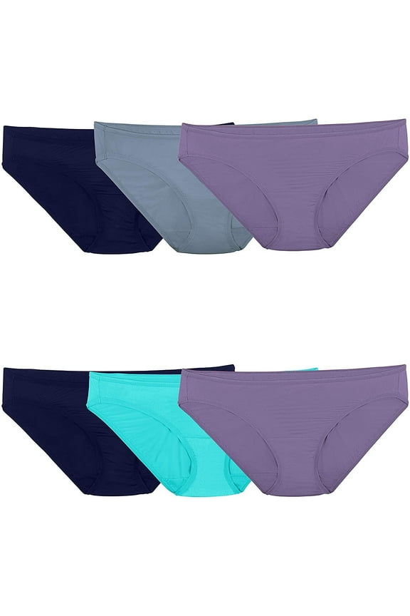 womens Microfiber Panties Regular & Plus Size bikini underwear, - 6 Pack Assorted, 5 US