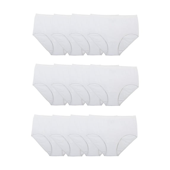 Fruit of the Loom womens Tag Free Cotton Panties Regular  Plus Size Briefs, Brief - 12 Pack White,Size 5