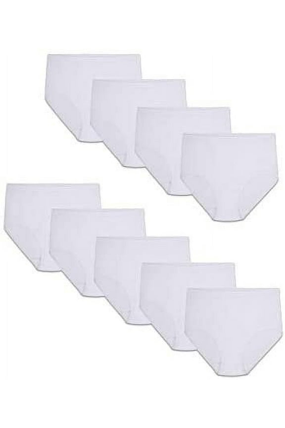 womens Tag Free Cotton Panties Regular & Plus Size Briefs, Brief - 9 Pack White, 6 US