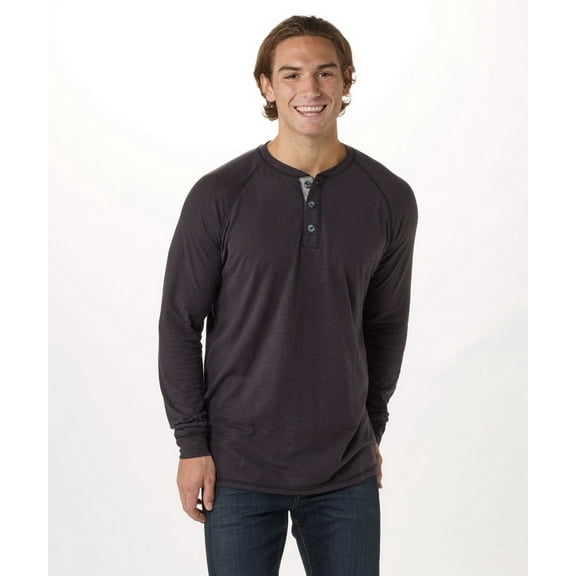 Boxercraft BM3101 Men's Henley Ls Tee-Black-S