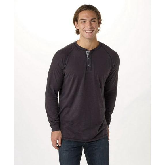 Boxercraft BM3101 Men's Henley Ls Tee-Black-2XL