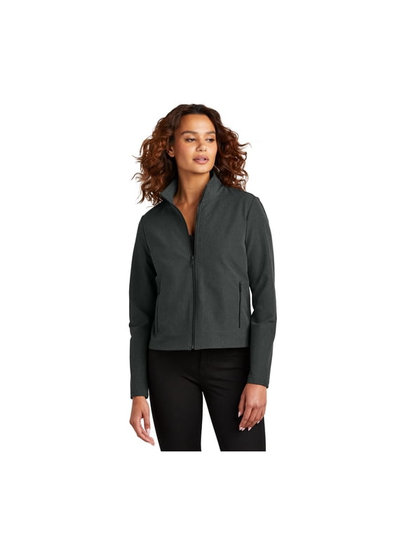 Women's Stretch Soft Shell Jacket | Business Casual Jacket, Water Repellent Finish, Four Way Stretch - Anchor Grey Heather XL