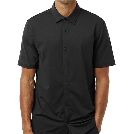 Adidas Golf Men's Full Button Down Shirt-Short Sleeve Polo Top, 3X-Large Black -