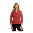 thumbnail image 1 of MERCER+METTLE Women's Stretch Crepe 3/4-Sleeve Blouse | Women's Lightweight Dressy Top, Business Casual Shirt for Work - Terracotta M, 1 of 4
