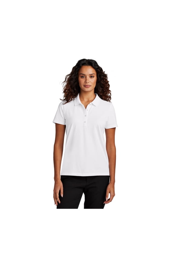 Women's Stretch Pique Polo | Short Sleeve Collared Shirt for Women, Casual Performance Polo for Work - White XL