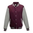 thumbnail image 1 of Just Hoods By Awdis Letterman Jacket-Burgundy/H. Grey-3X, 1 of 2