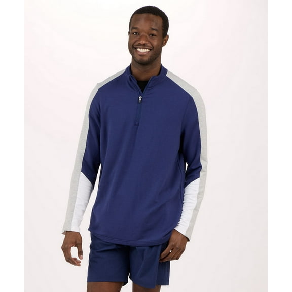 Boxercraft BM5203 Men's Flex Quarter-Zip Pullover-Nav Oxf Ht Wht-XL