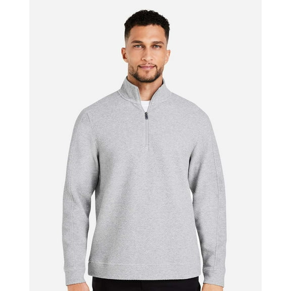 North End NE725 Men's Spirit Textured Quarter-Zip Pullover-PLATINUM HEATHER-L