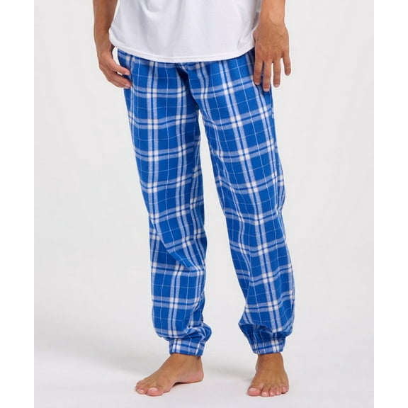 Boxercraft BM6625 Adult Flannel Jogger-Royal/Silver Pl-2XL