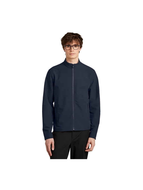 Unisex Stretch Soft Shell Jacket | Business Casual Jacket for Men & Women, Water Repellent, 4 Way Stretch - Night Navy L