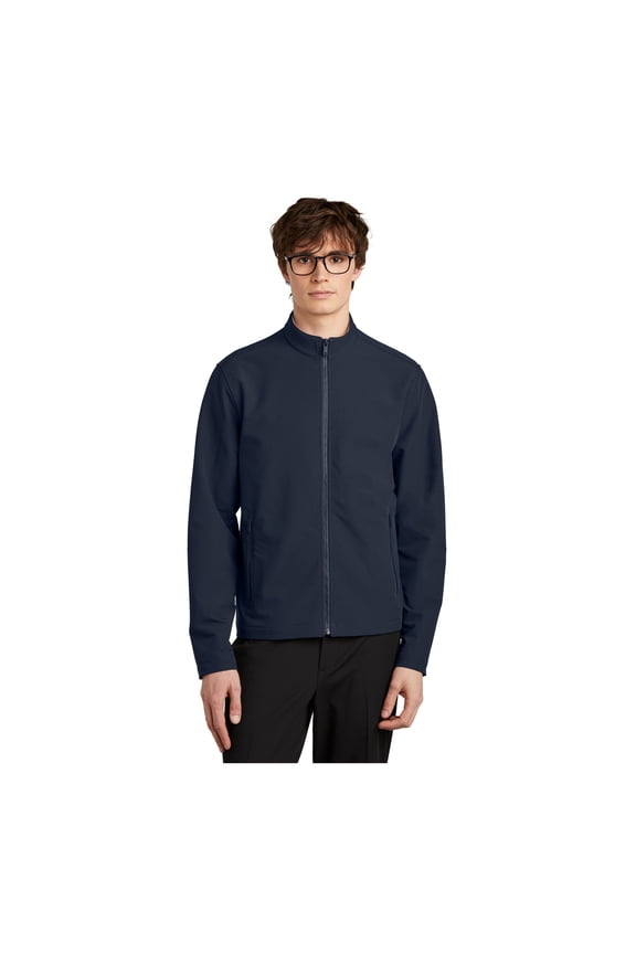 Unisex Stretch Soft Shell Jacket | Business Casual Jacket for Men & Women, Water Repellent, 4 Way Stretch - Night Navy S