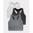 thumbnail image 1 of Hanes Originals Women's Racerback Crop Tank Top with Built-In Bra, 3-Pack Concrete Heather/White/Black L, 1 of 6