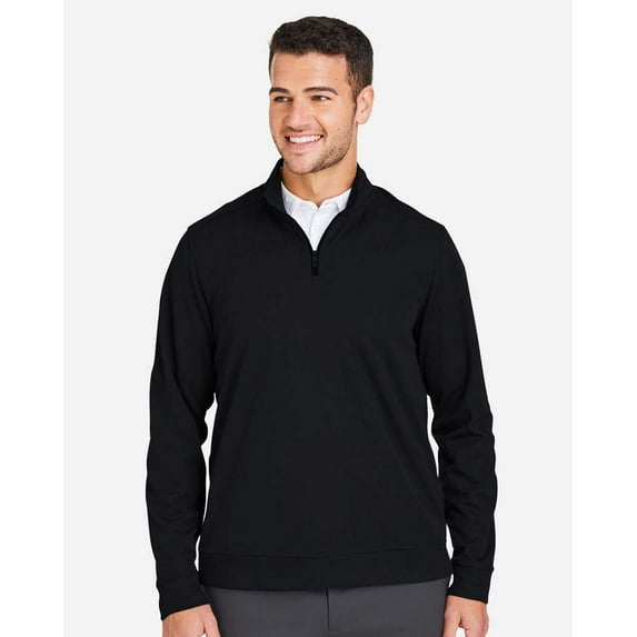 North End NE412 Men's Express Tech Performance Pique Quarter-Zip Pullover-Black-S
