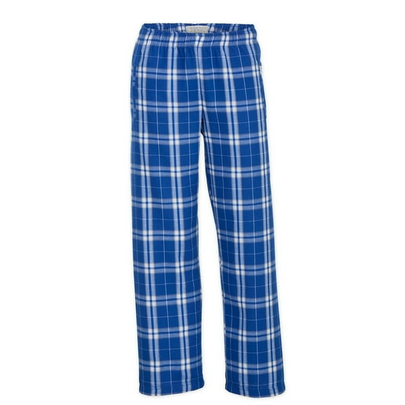 boxercraft Youth Poly Flannel Pants Long Sleep Pants Soft Elastic Waist Pajama Bottoms Plaid Lounge Pants with 2 Pockets Royal/Silver Youth Large