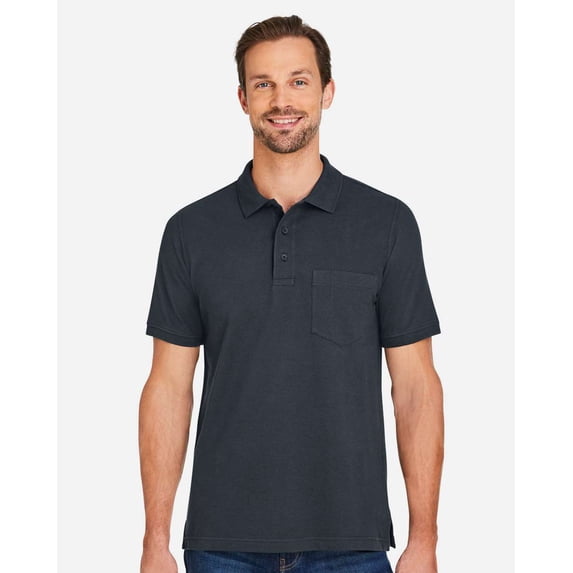 Harriton M205P Men's Valiant Cotton Snag Protect Pocket Polo-Dark Charcoal-5XL