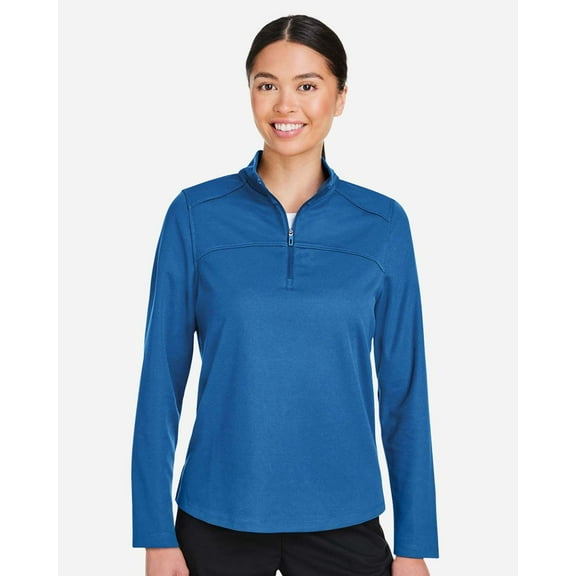 North End NE412W Women's Express Tech Performance Pique Quarter-Zip Pullover-Light Nautical Blue-L