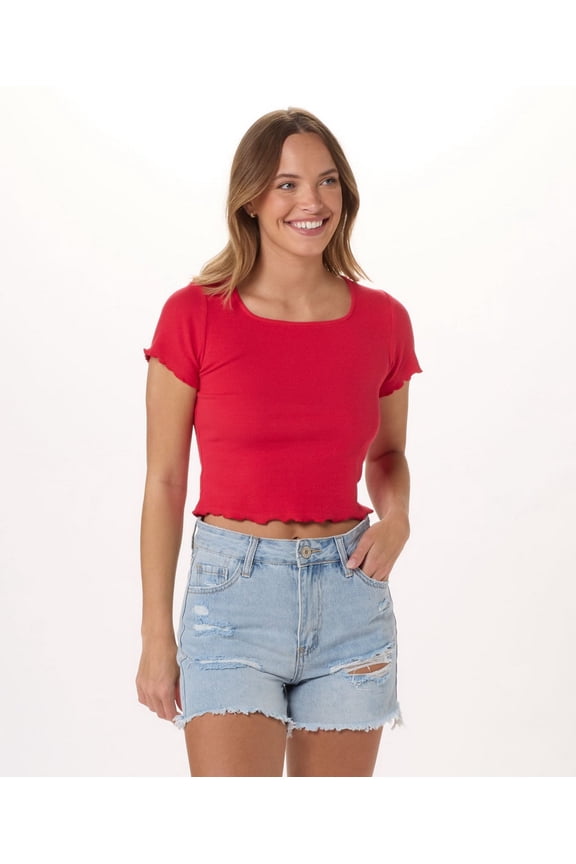 BW2403 Women's Baby Rib Top-Red-S