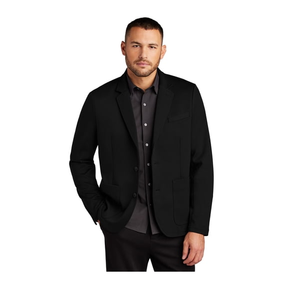 MERCER+METTLE Unisex Relaxed Knit Blazer | Casual Blazer Jacket for Men & Women, Double Knit Business Casual Top for Work - Deep Black 4XL
