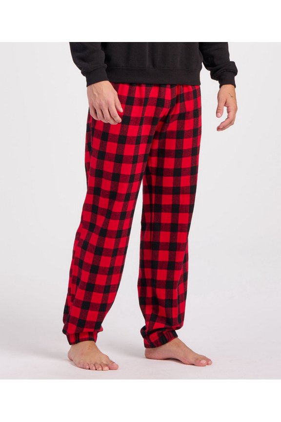 BM6625 Adult Flannel Jogger-Red/Blk Buff Pl-M
