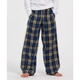 thumbnail image 1 of boxercraft Youth Poly Flannel Pants Long Sleep Pants Soft Elastic Waist Pajama Bottoms Plaid Lounge Pants with 2 Pockets Navy/Gold Youth Medium, 1 of 4