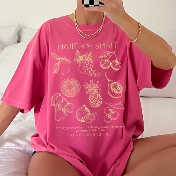 Fruit of the Spirit Christian Merch TShirt, Trendy Aesthetic Bible Verse Shirt, Oversized Beach Tee, Youth Group Shirts