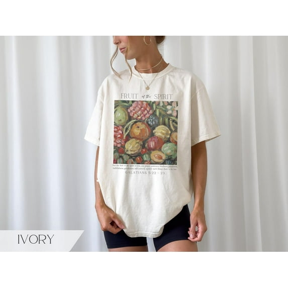 Fruit of the Spirit Christian Tshirt, Vintage Aesthetic Bible Verse Tshirt, Still Life Fruit Art, Trendy Art Shirt Women's Faith Apparel