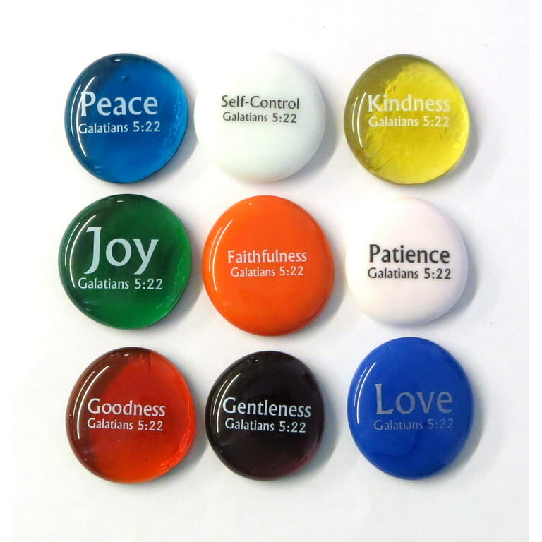Fruit of the Spirit Glass Stones, 9 Beautiful Rocks, Each With a Word From  the Galatians 5:22 Verse. Inspiring Christian 