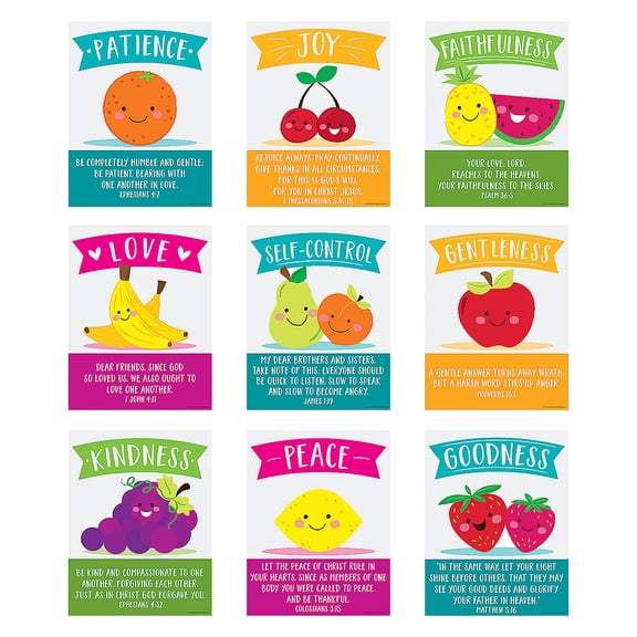 Fruit of the Spirit Poster Set, Educational, Party Supplies, 6 Pieces