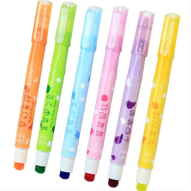 Fruit scented Highlighter Solid rotating retractable creative marker ...