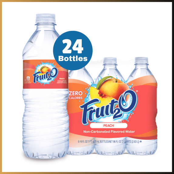 Fruit2O Peach Flavored Water 16.9 Fl Oz Bottles 24 Pack