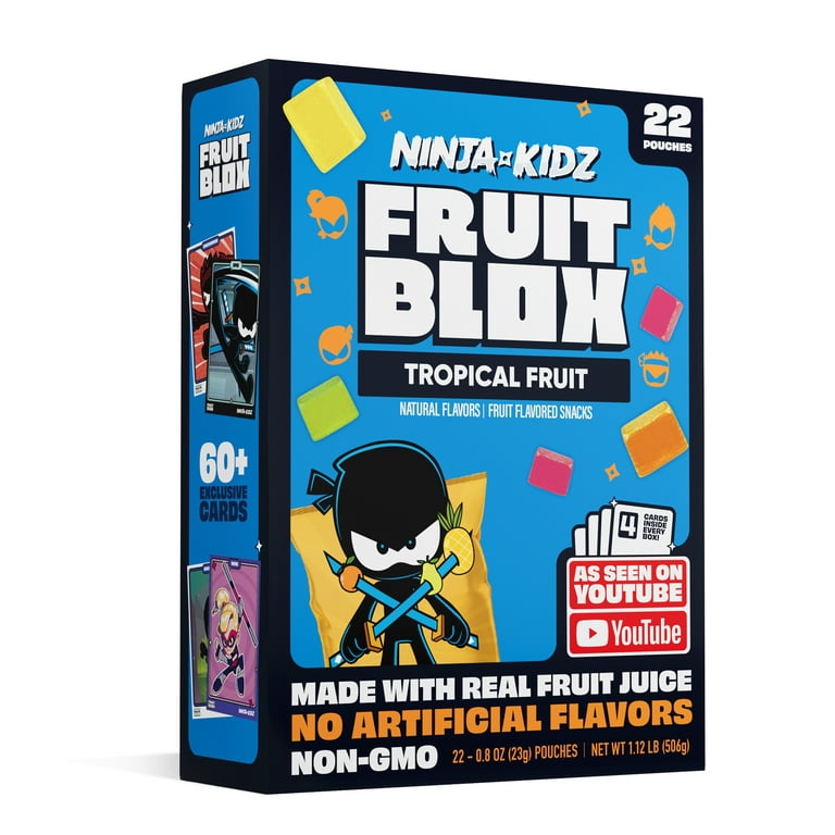 Fruitblox Ninja Kidz Tropical Fruit Snacks, 22 Count, Size: 1.12 lbs