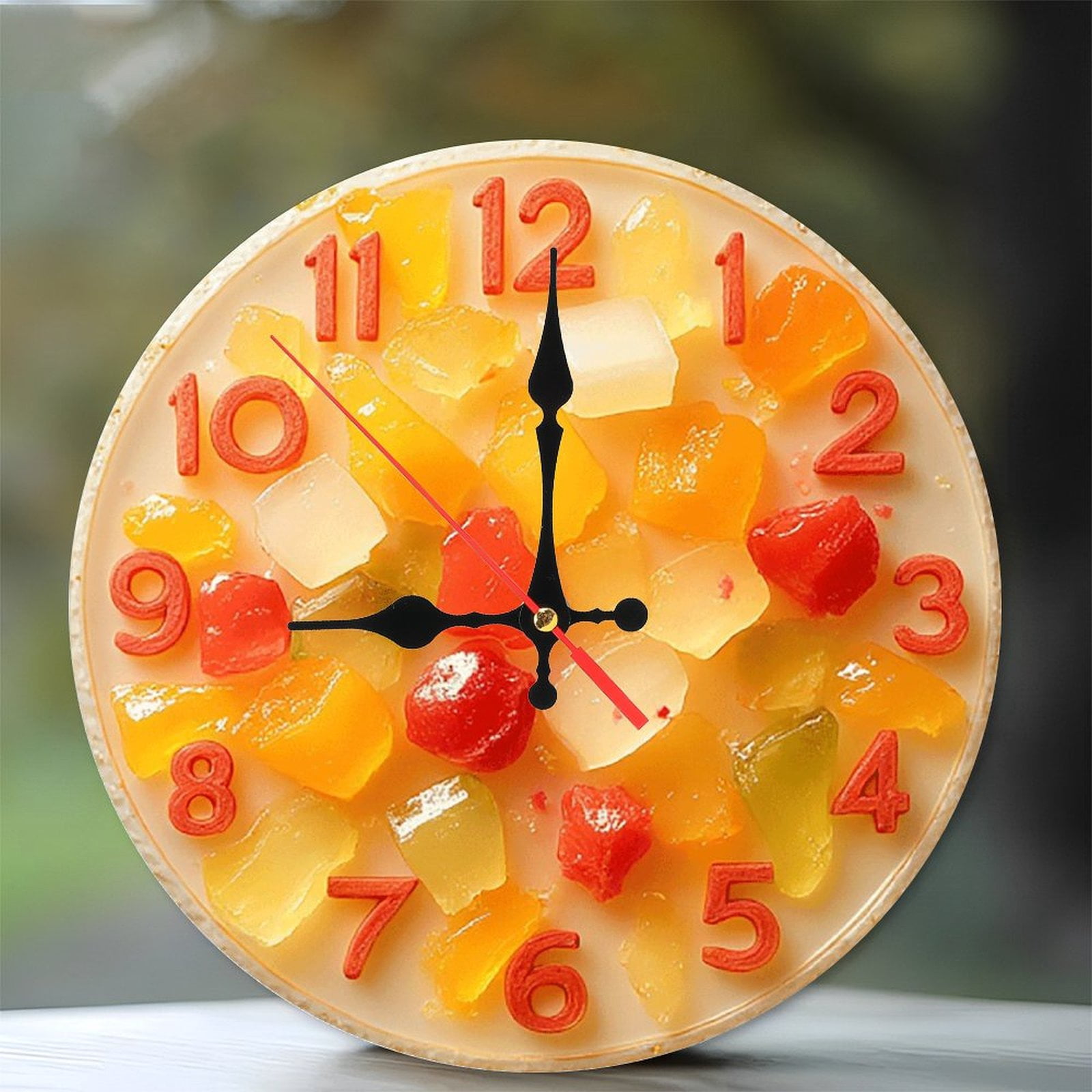 Syrup Fast Clock FruitClock Jelly Candy Dessert Clock Shaped 10-Inch Silent Wooden Wall ...
