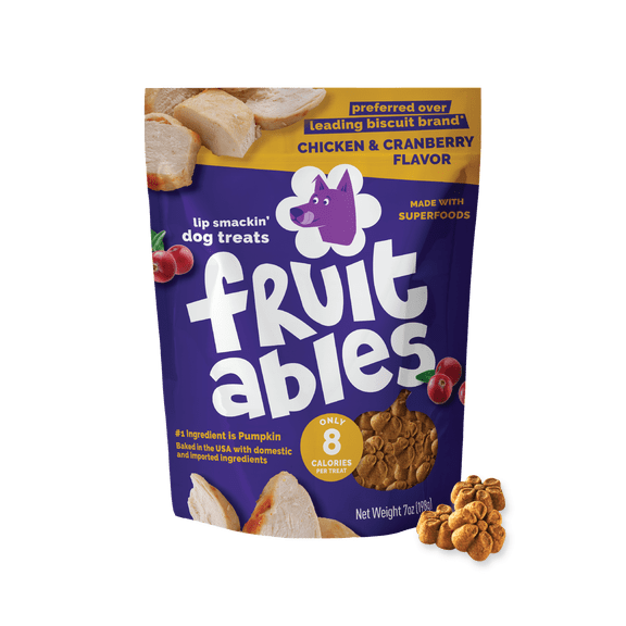 Fruitables Crunchy Baked Dog Treats Chicken and Cranberry Flavor - 7 oz