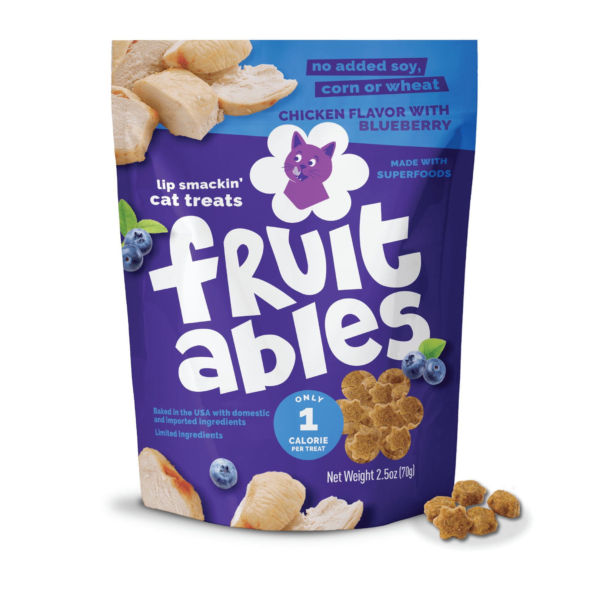 Fruitables Crunchy Cat Treats Chicken /Blueberry, 2.5 oz