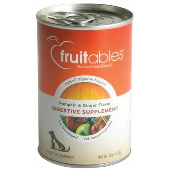 Fruitables Pumpkin Digestive Supplement Made with Pumpkin for Dogs Healthy Fiber Supplement for Pet Nutrition 15 ounces