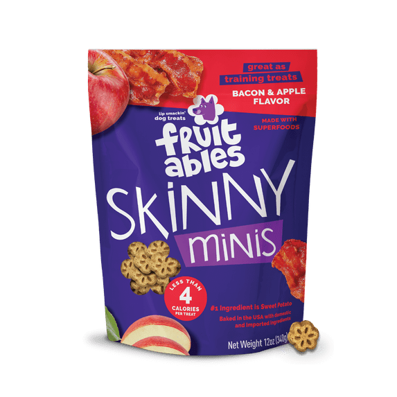 Fruitables Skinny Mini Apple Bacon Treats for Dogs – 12 Ounces
