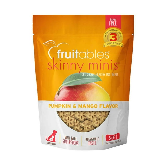 Fruitables Skinny Minis Pumpkin and Mango Flavor Healthy Low Calorie Dog Treats, 5 Ounces