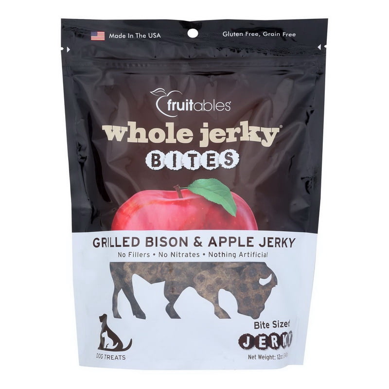 Fruitables Whole Jerky Bites Dog Treats Grilled Bison & Apple 12 oz