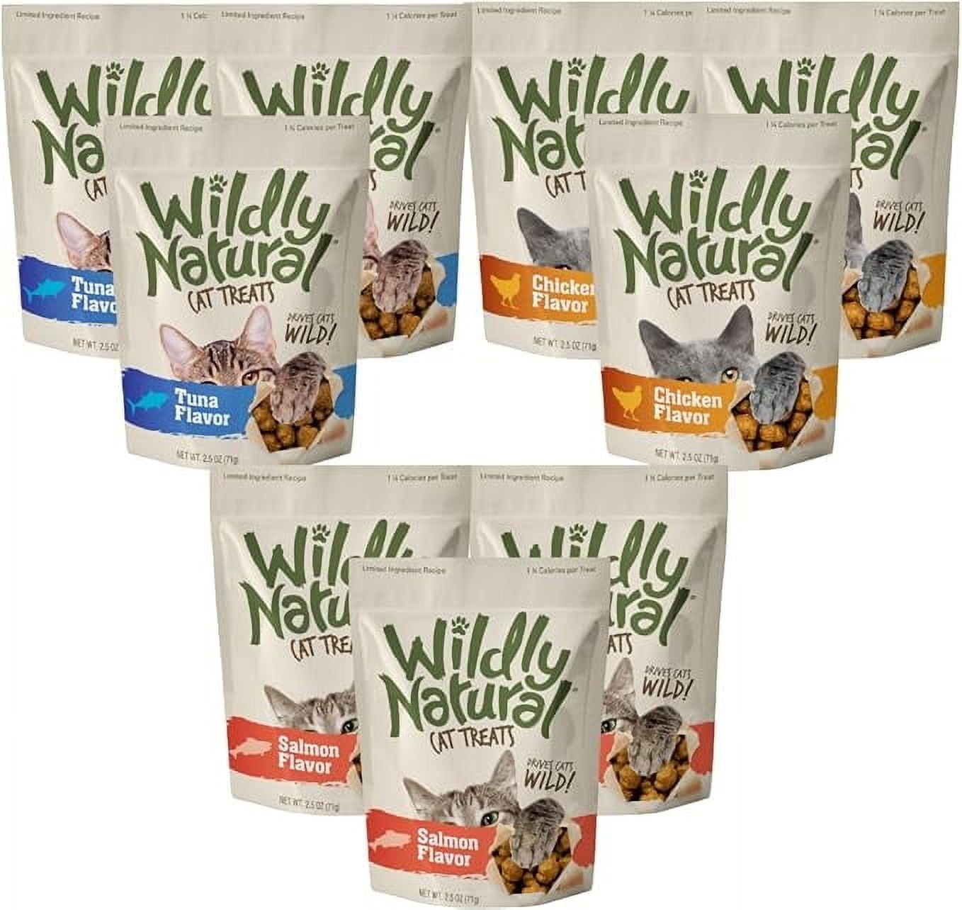 Fruitables Wildly Natural Cat Treat Variety Pack with Chicken, Tuna and Salmon, 9 Pack, (3) 2.5 Ounce Bags of Each Flavor