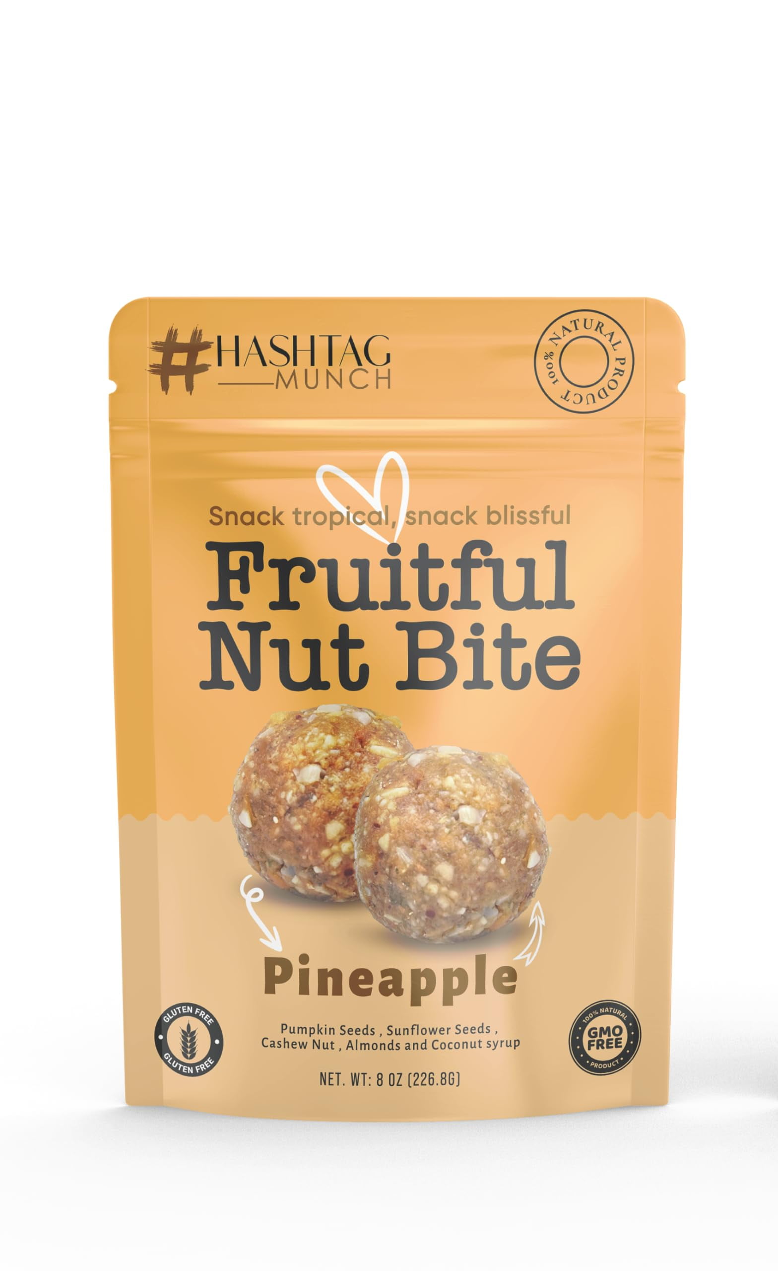 Fruitful Nut Bite Pineapple Flavor 8oz Bag with Coconut Syrup