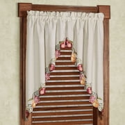Fruitful Embroidered Slubbed Oatmeal Window Swag Valance Pair 60 x 36