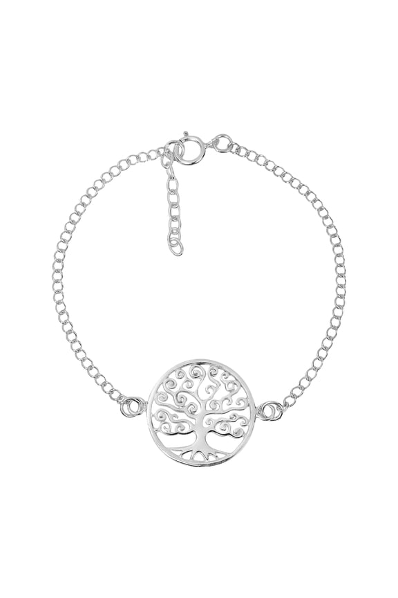 Fruitful Swirl Tree of Life .925 Sterling Silver Link Bracelet