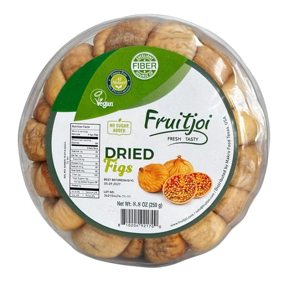 Fruitjoi Turkish Dried Figs, No Added Sugar, Vegan Snack, Resealable Container, 8.8 oz