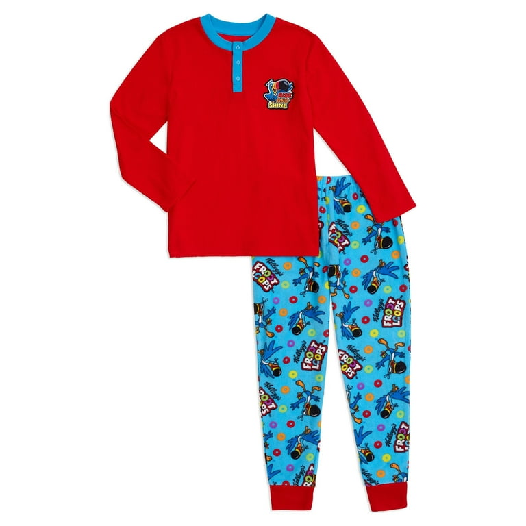 Fruitloop Boys Long Sleeve Henley Pajamas Set 2 Pieces Sizes 4 12